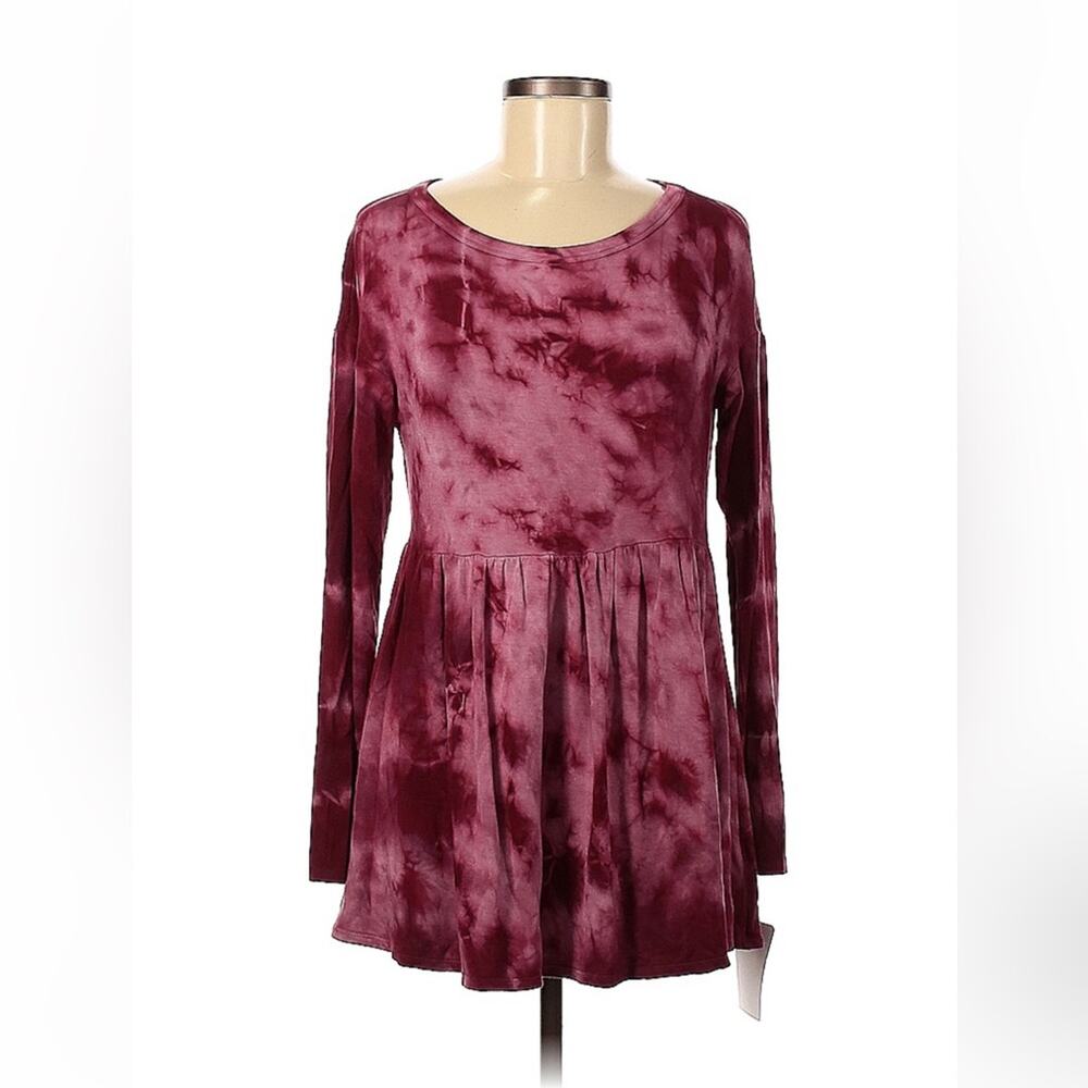 Baea Los Angeles long sleeved tie dye long sleeved peplum top, med